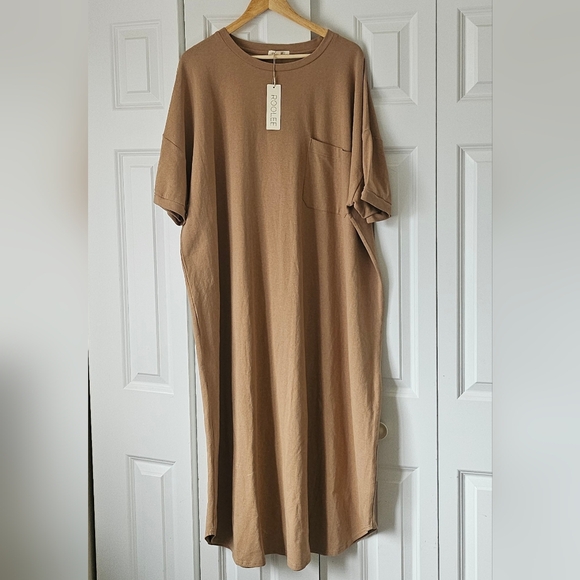 Roolee Dresses & Skirts - Roolee Relaxed Fit Cotton Midi T Shirt Dress, Mom Dress, Tan, Size XXXL ~ NWT